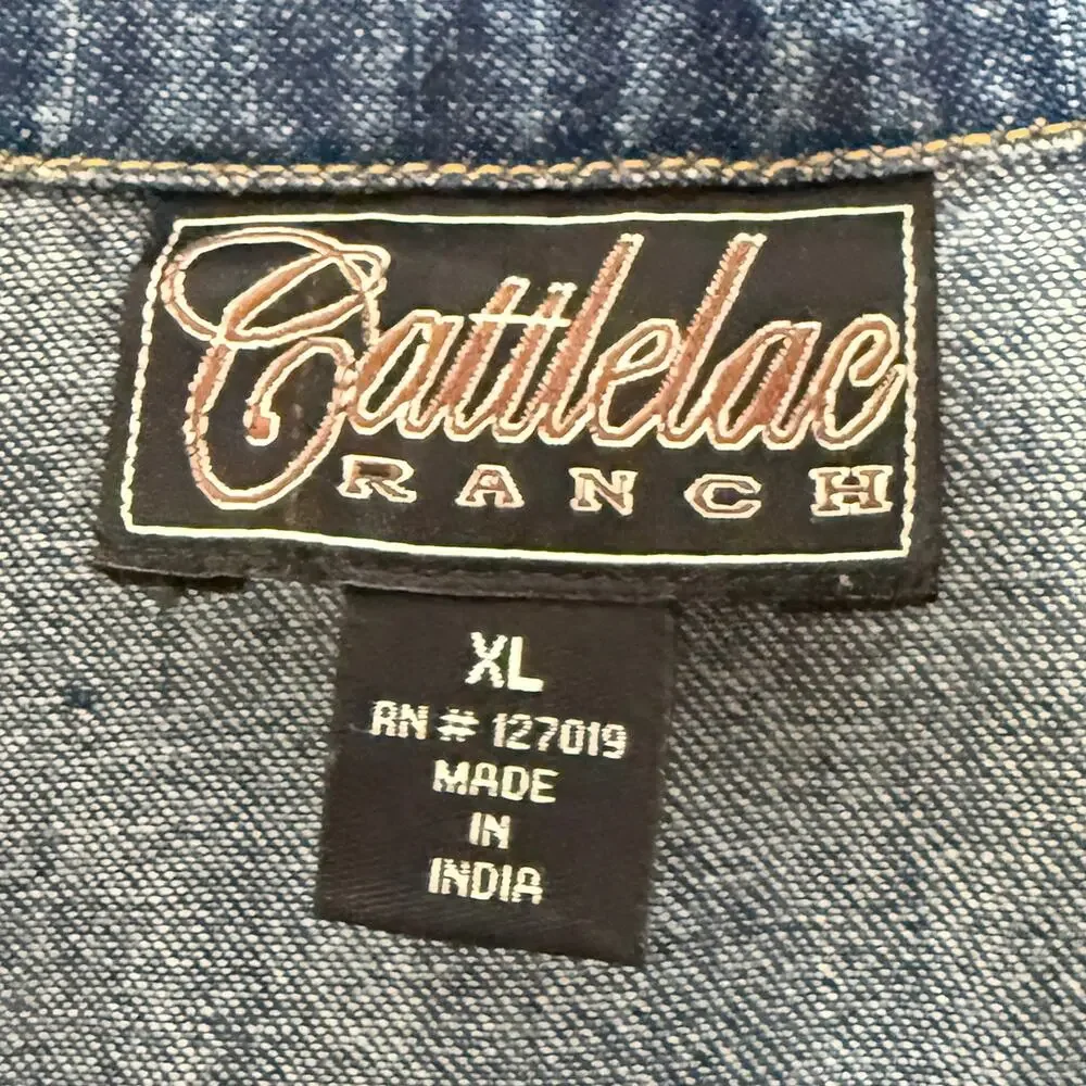 Cattlelac Ranch Women's Embroidered Jean Jacket Coastal Cowgirl Rodeo Western XL